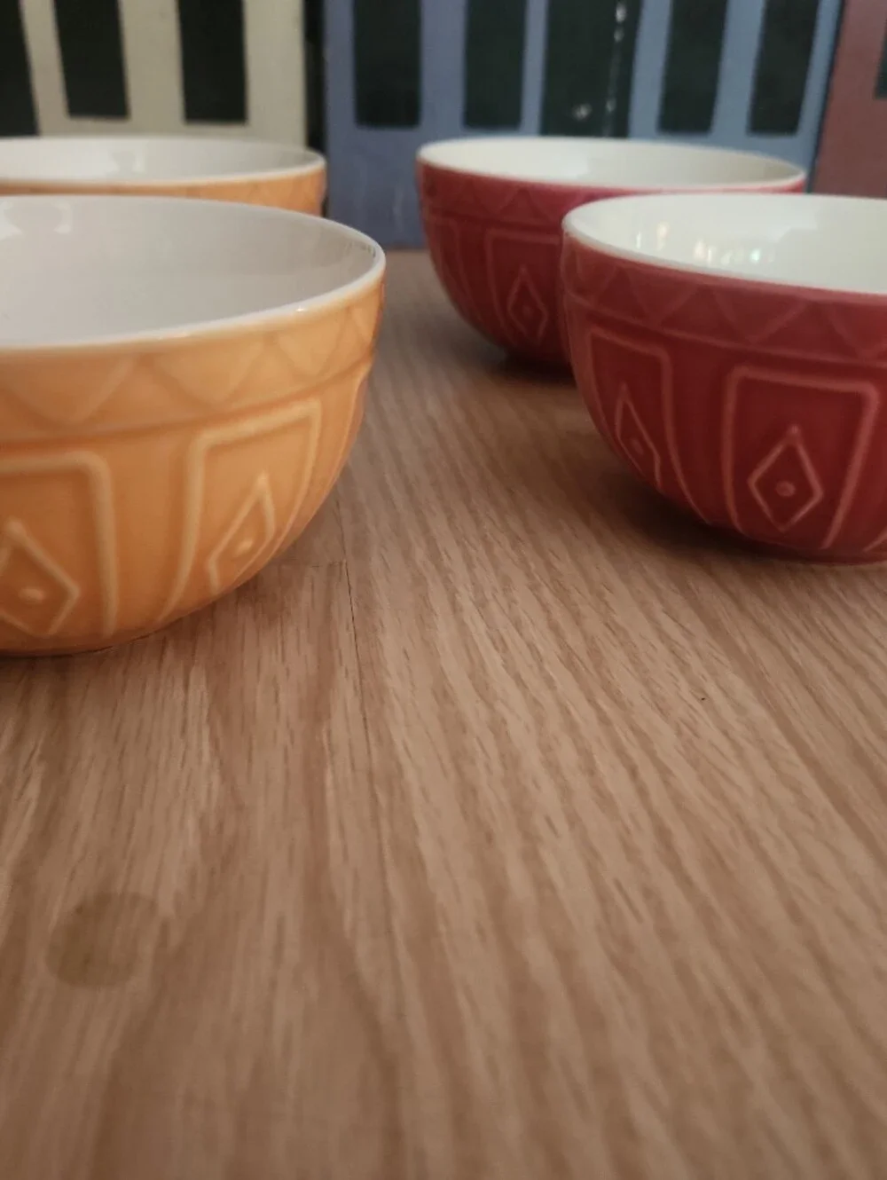 Set of Colorful Trudeau Ceramic Bowls - Pink, Blue, Green, Orange